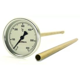   Bimetál kemence hőmérő 0-600°C átvezető csővel 30 cm hosszú