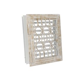   Kandallórács 23 x 28 cm kovácsoltvas fehér arany antikolt zsalus fém szellőzőrács