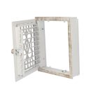 Kandallórács 23 x 28 cm kovácsoltvas fehér arany antikolt zsalus fém szellőzőrács