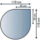 Átlátszó üveg alátétlap 110 x 110 cm csepp alakú