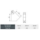 Fém laposcsatorna vízszintes 45° könyök 200 x 90 mm