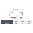 Fém laposcsatorna vízszintes 90°könyök 200 x 90 mm