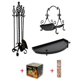   3 részes rusztik kollekció, fekete + ajándék gyullancs és gyufa