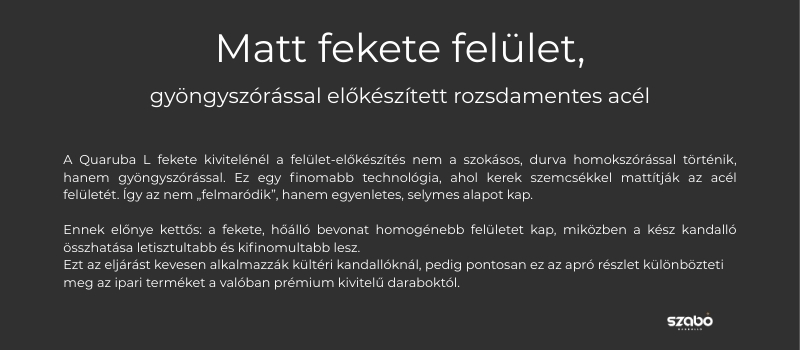  RB73 Quaruba L fekete rozsdamentes acél terasz kandalló 